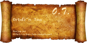 Orbán Tea névjegykártya